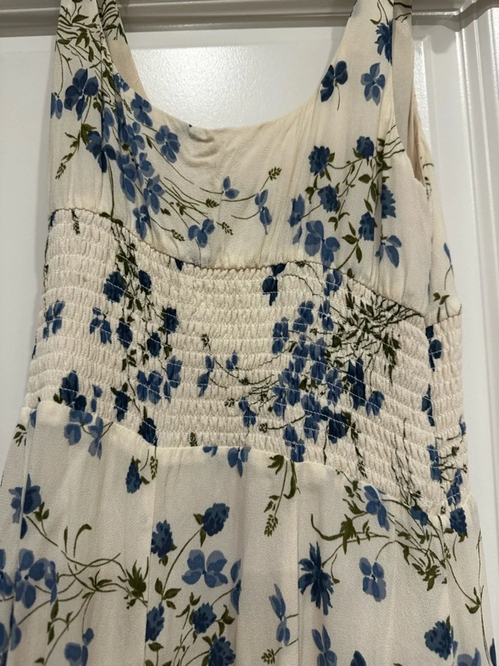 Reformation Cream Dress with Blue Floral Print - Picture 5 of 5